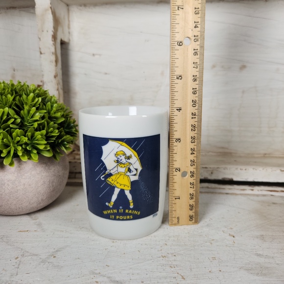 VTG Morton Salt Girl Porcelain Coffee Mug 1956 Logo When it Rains it Pours Japan - Picture 9 of 9